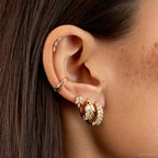 Créole Ombre Blanche - Boucle d'Oreille Argent 925 Or 18k | Contraste Lumineux