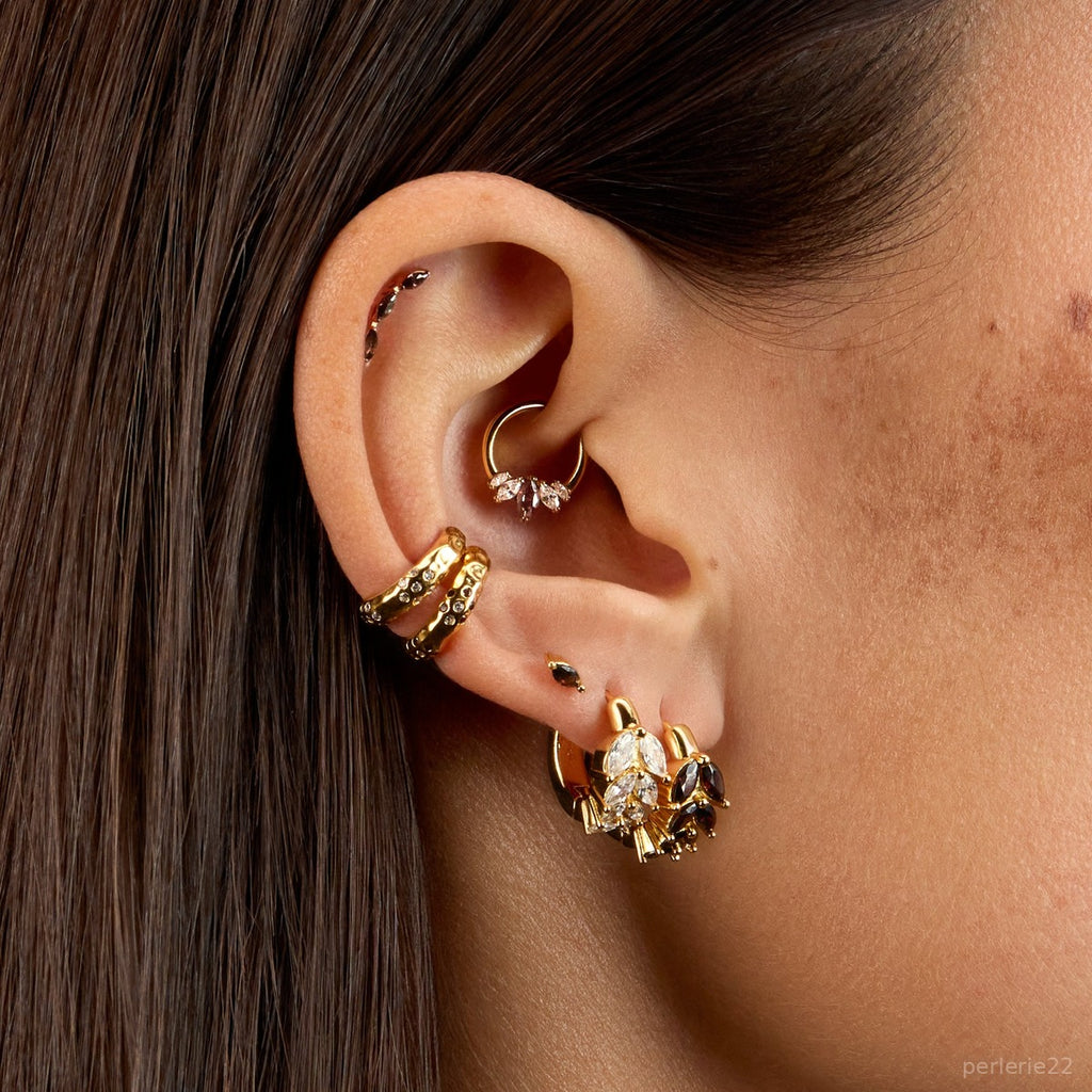 Créole Ombre - Boucle d'Oreille Argent 925 Or 18k | Jeu de Contrastes