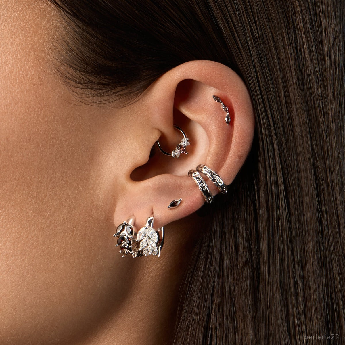 Créole Ombre - Boucle d'Oreille Argent 925 Or 18k | Jeu de Contrastes