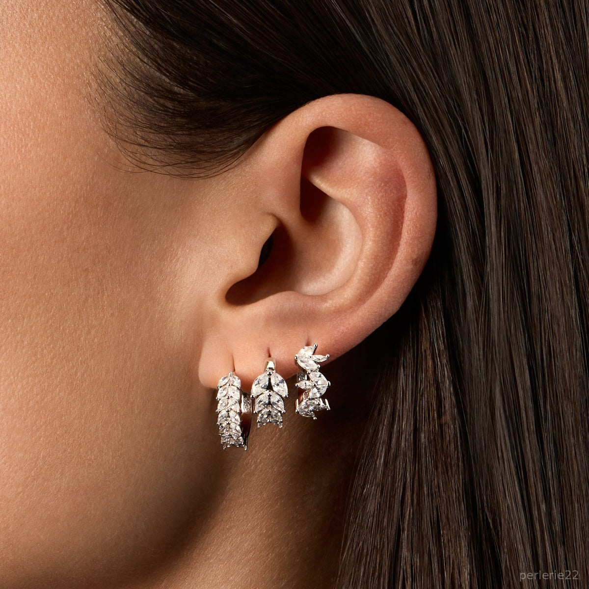 Créole Ombre Blanche - Boucle d'Oreille Argent 925 Or 18k | Contraste Lumineux
