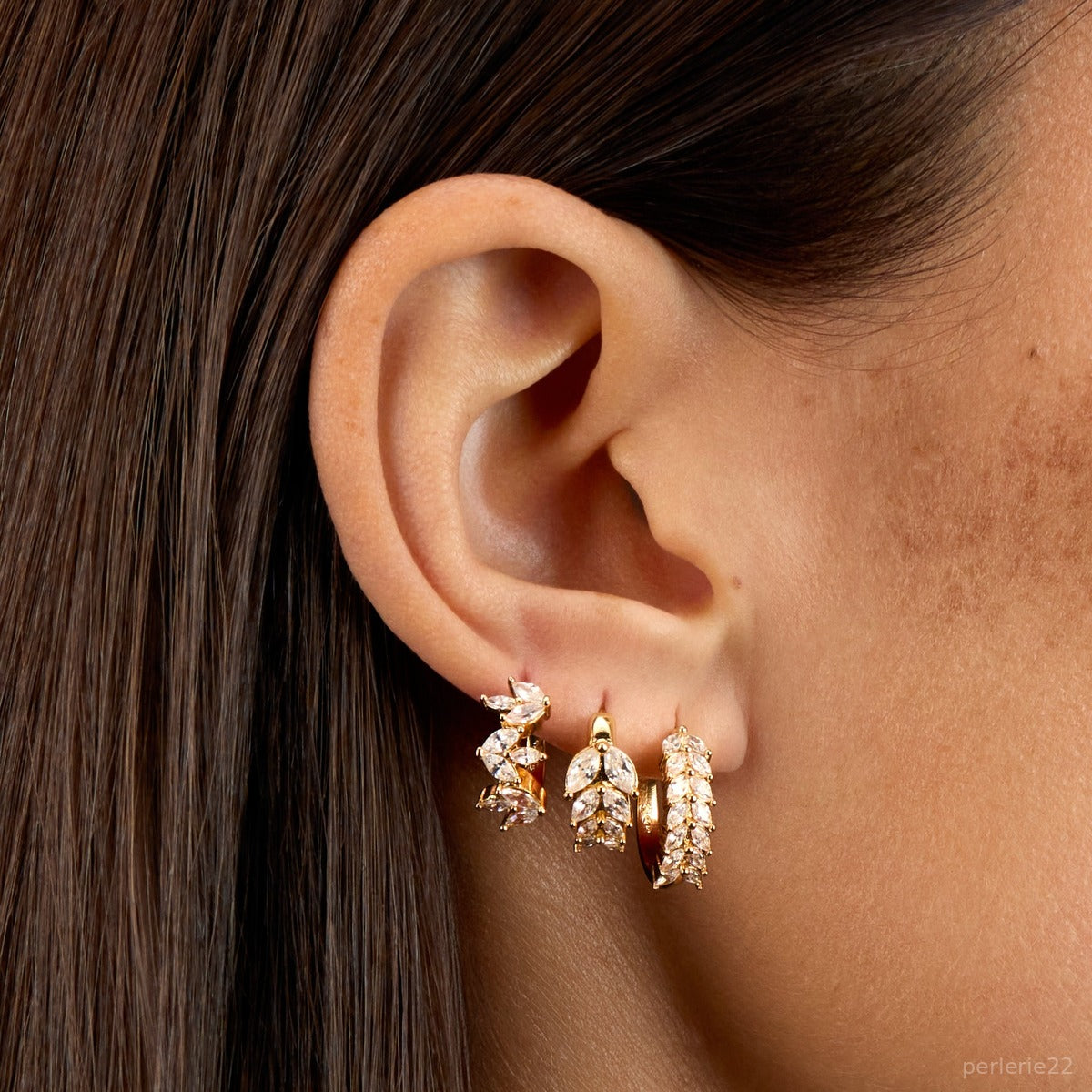 Créole Ombre Blanche - Boucle d'Oreille Argent 925 Or 18k | Contraste Lumineux