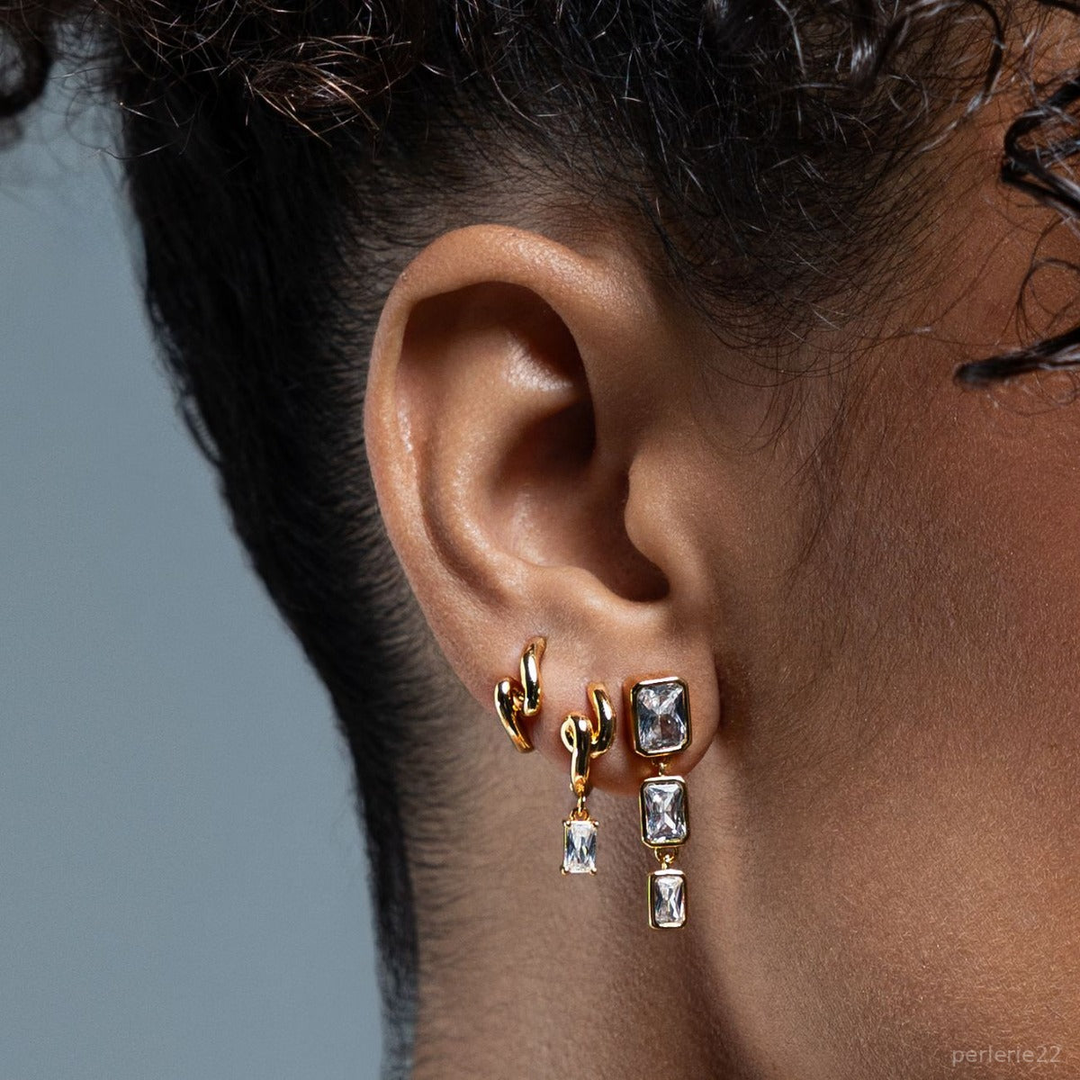 Créole Sole - Boucle d'Oreille Argent 925 Or 18k | Vendue par Unité