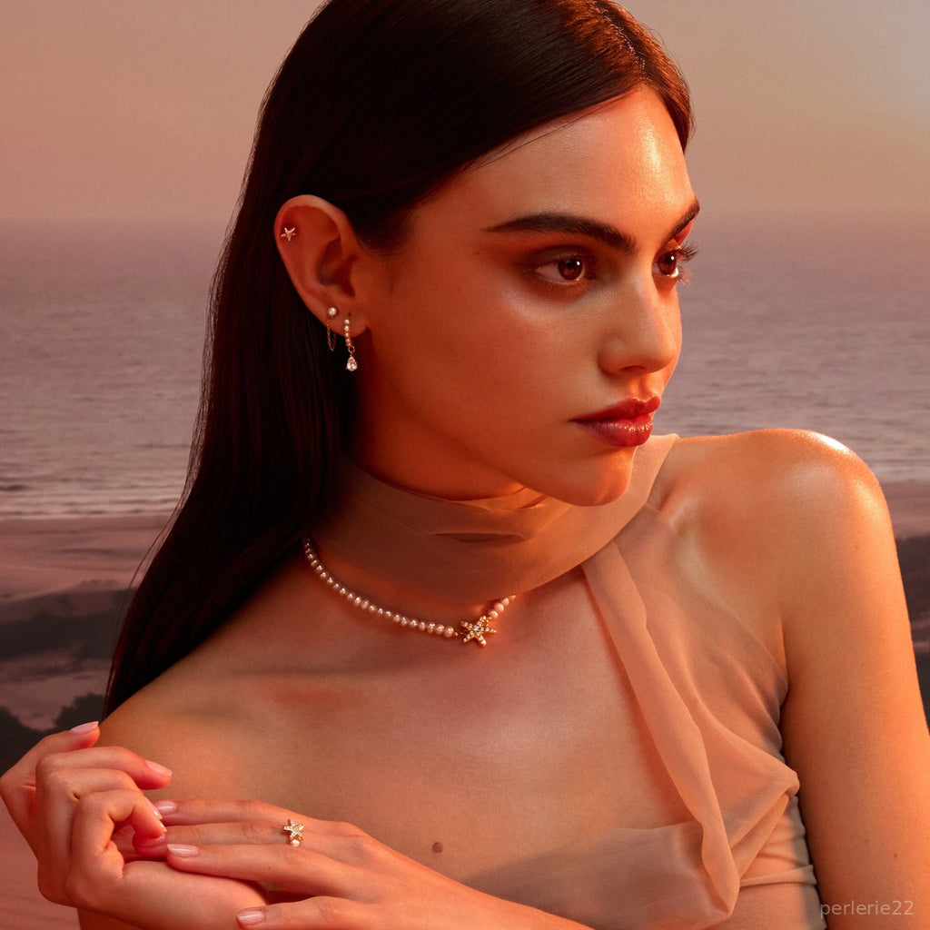 Collier Ariel - Collier Perles Naturelles & Étoile de Mer | Argent 925 Or 18k