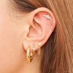 Créole Rym Blanche - Boucle d'Oreille Pierres Blanches Argent 925 Or 18k | 2g