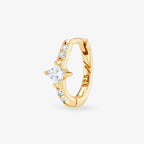 Créole Rym Blanche - Boucle d'Oreille Pierres Blanches Argent 925 Or 18k | 2g
