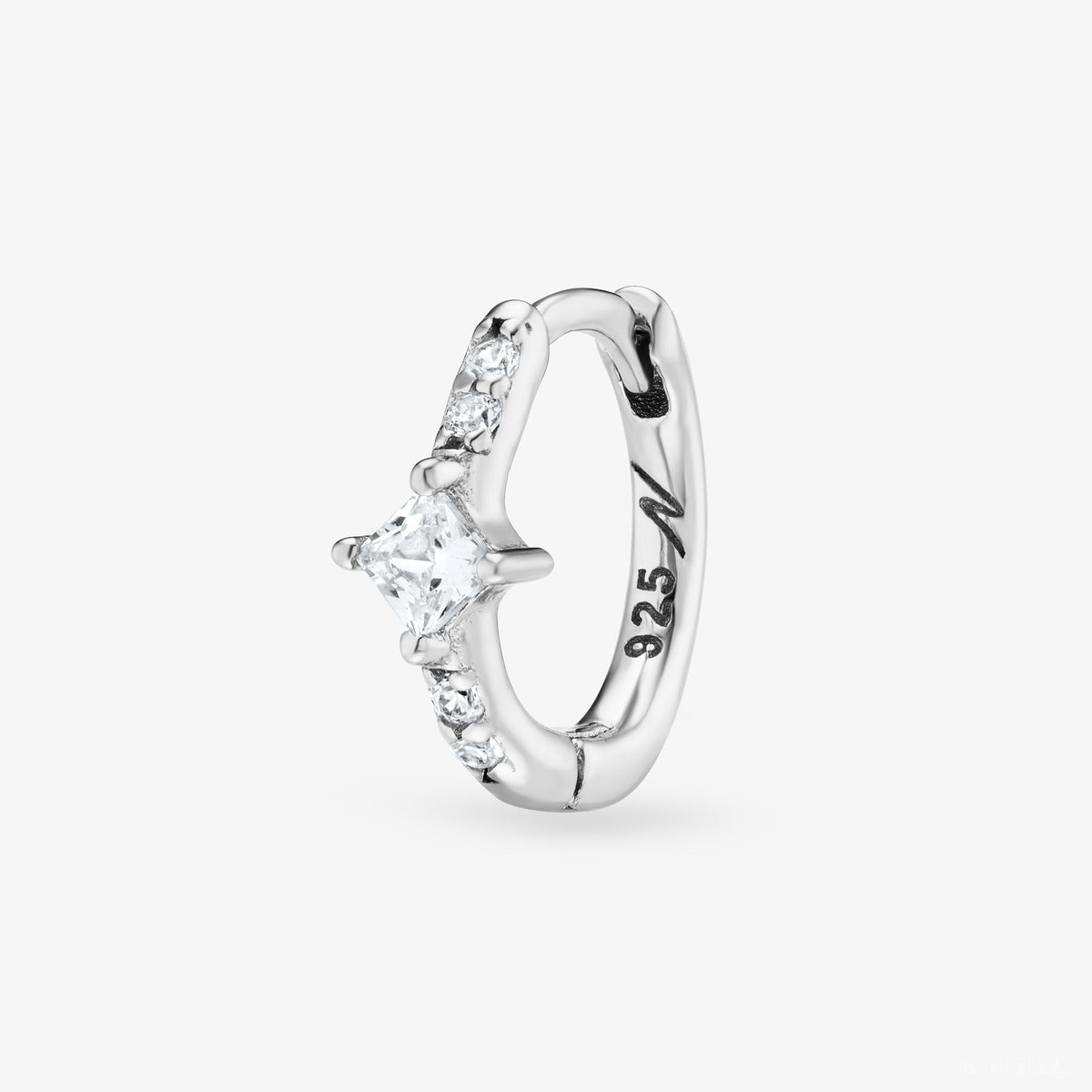 Créole Rym Blanche - Boucle d'Oreille Pierres Blanches Argent 925 Or 18k | 2g