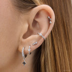 Créole Rym Blanche - Boucle d'Oreille Pierres Blanches Argent 925 Or 18k | 2g