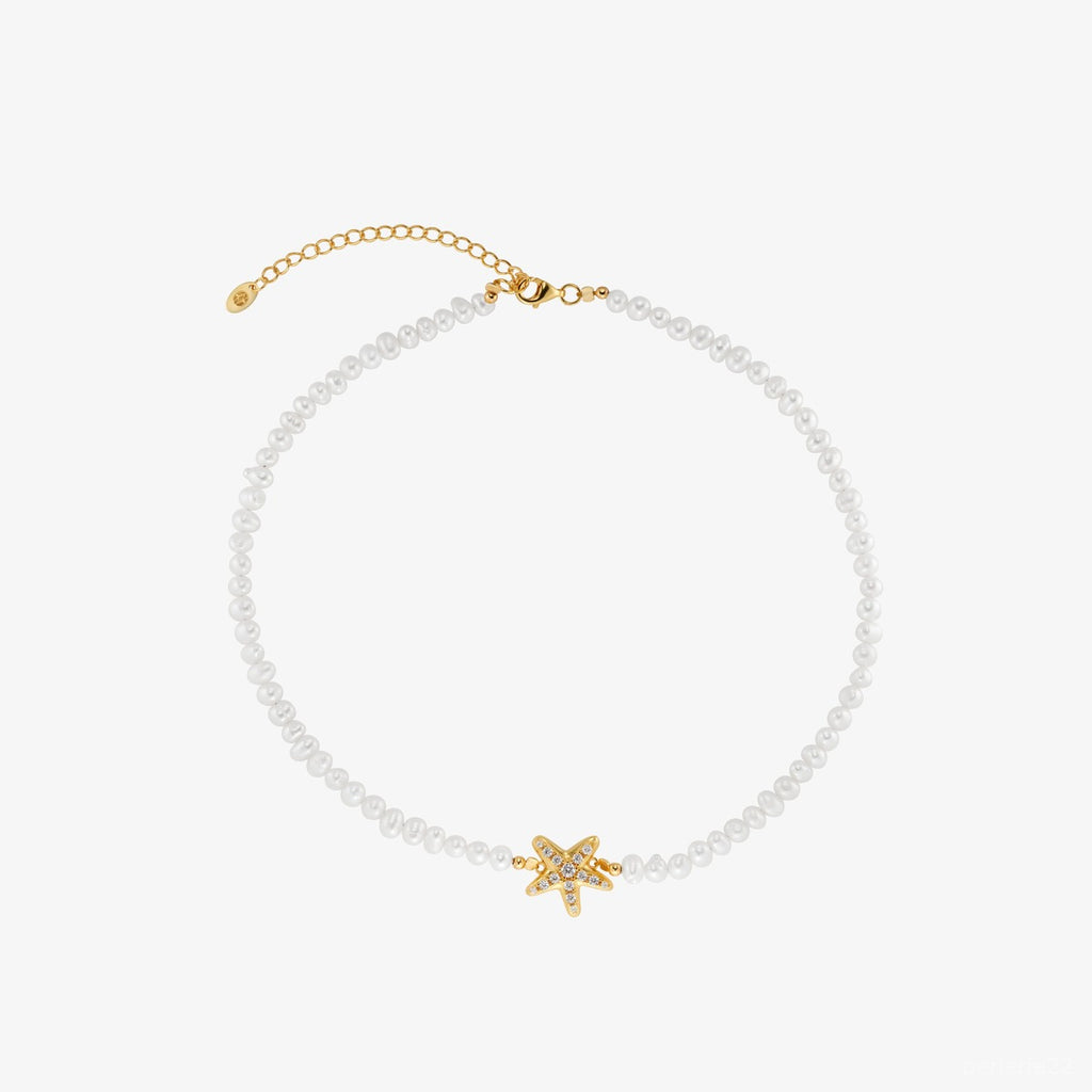 Collier Ariel - Collier Perles Naturelles & Étoile de Mer | Argent 925 Or 18k