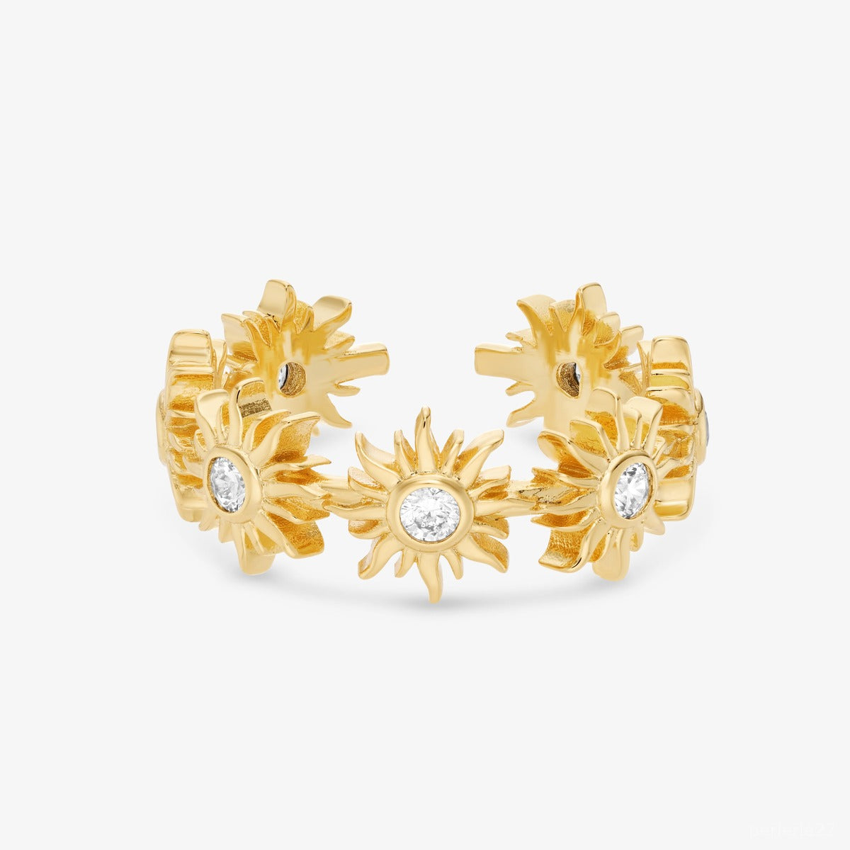 Bague Radiance - Bague Ajustable Petits Soleils Argent 925 Or 18k | 3g