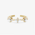 Bague Floraison - Bague Ajustable Pierres Fleur Argent 925 Or 18k | 3g