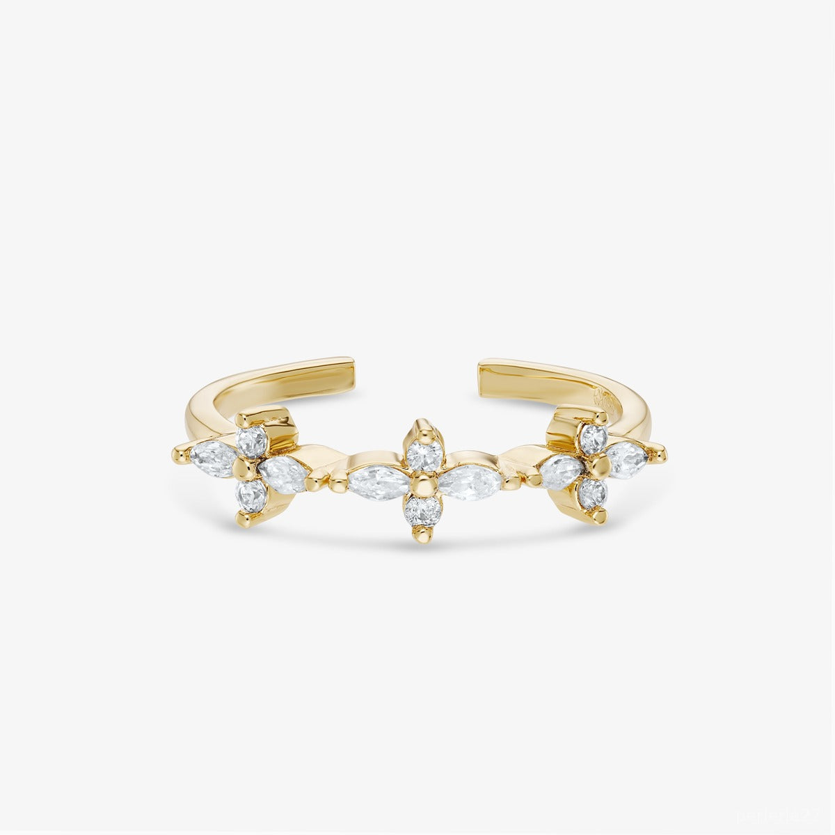 Bague Floraison - Bague Ajustable Pierres Fleur Argent 925 Or 18k | 3g
