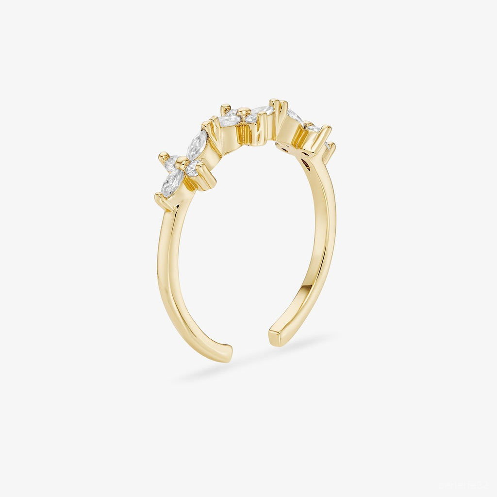 Bague Floraison - Bague Ajustable Pierres Fleur Argent 925 Or 18k | 3g