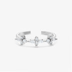 Bague Floraison - Bague Ajustable Pierres Fleur Argent 925 Or 18k | 3g