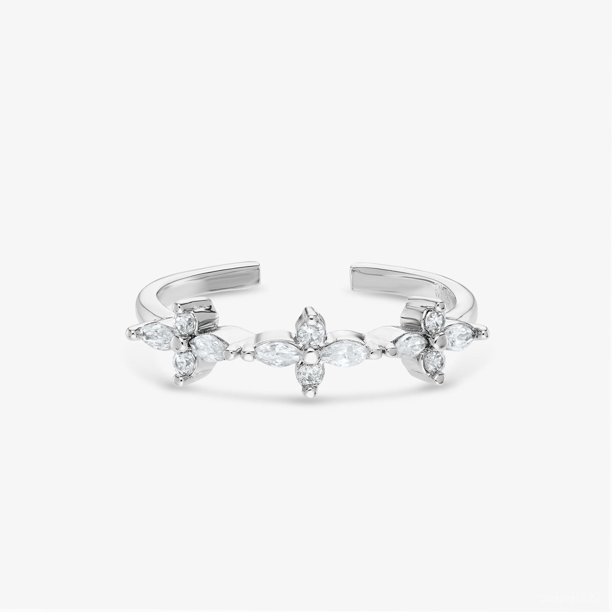 Bague Floraison - Bague Ajustable Pierres Fleur Argent 925 Or 18k | 3g