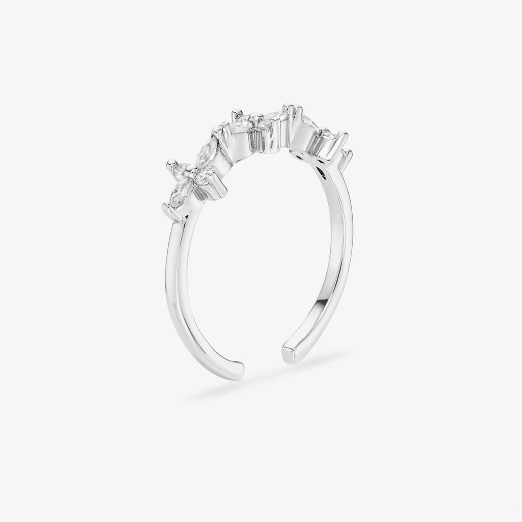 Bague Floraison - Bague Ajustable Pierres Fleur Argent 925 Or 18k | 3g
