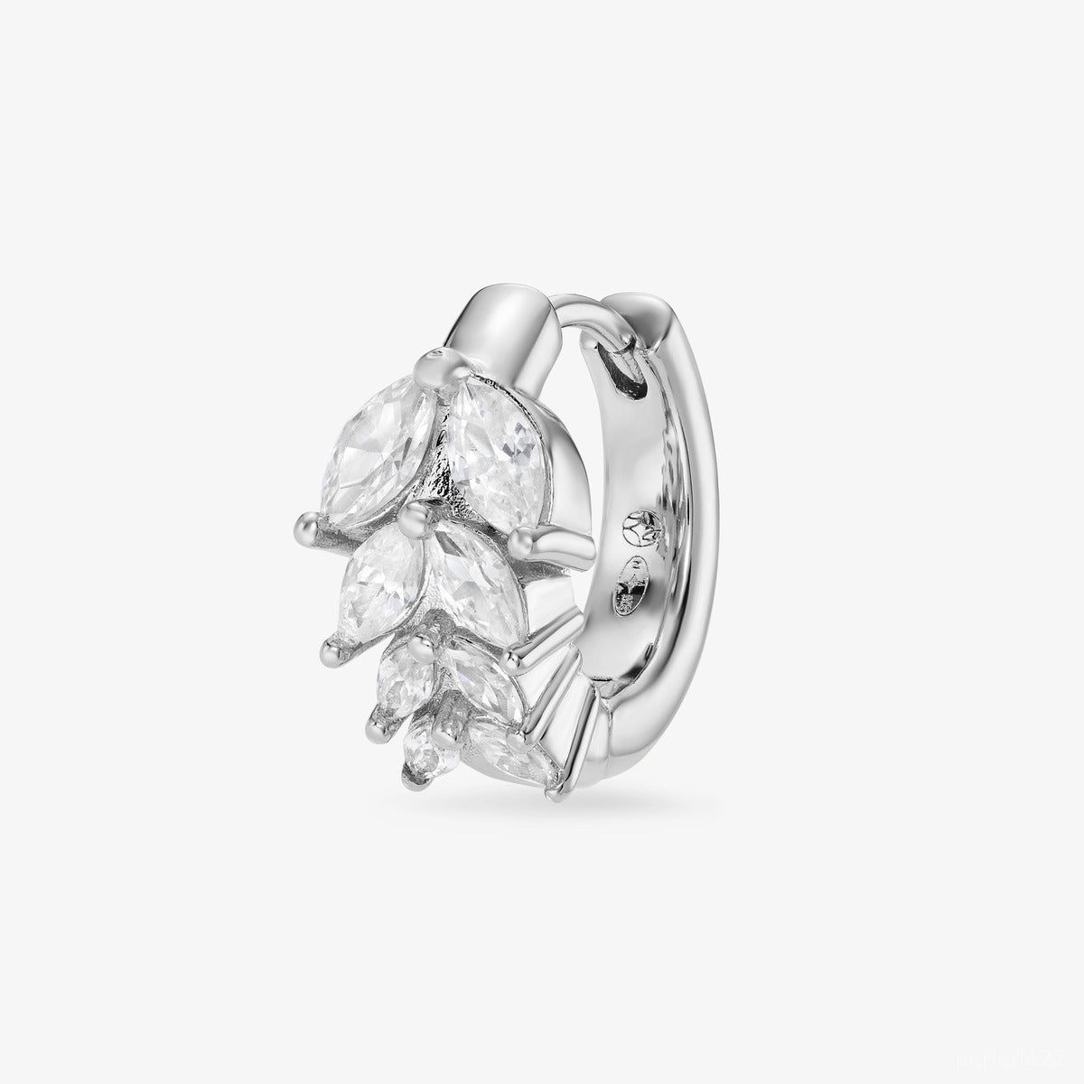 Créole Ombre Blanche - Boucle d'Oreille Argent 925 Or 18k | Contraste Lumineux