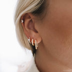 Créole Rym Blanche - Boucle d'Oreille Pierres Blanches Argent 925 Or 18k | 2g